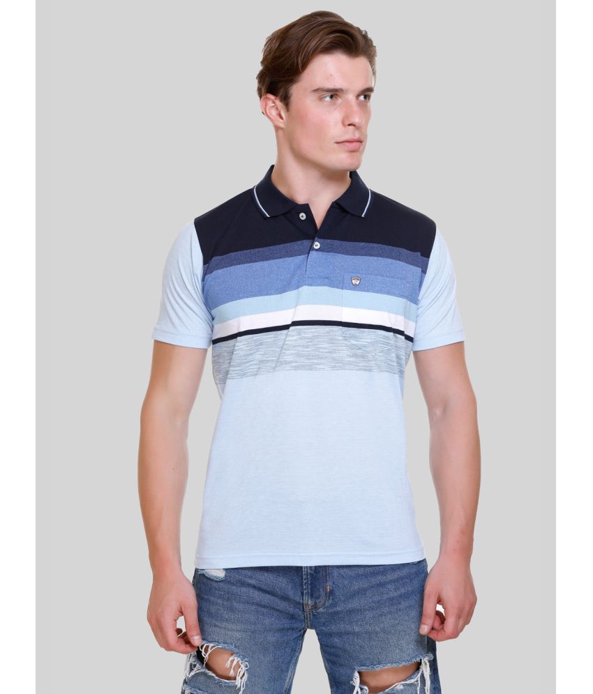    			Otaya Plus Cotton Blend Regular Fit Colorblock Half Sleeves Men's Polo T Shirt - Sky Blue ( Pack of 1 )