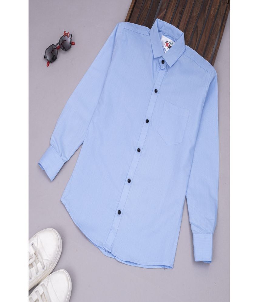     			Qurobri Kids Boys Cotton blend Solid Regular Fit Full Sleeves Shirts With Mandarin Collar