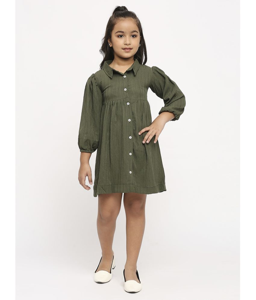     			gufrina Dark Green Polyester Girls Fit And Flare Dress ( Pack of 1 )