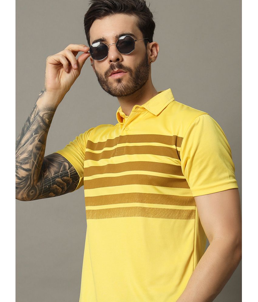     			renuovo Cotton Blend Regular Fit Striped Half Sleeves Men's Polo T Shirt - Yellow ( Pack of 1 )