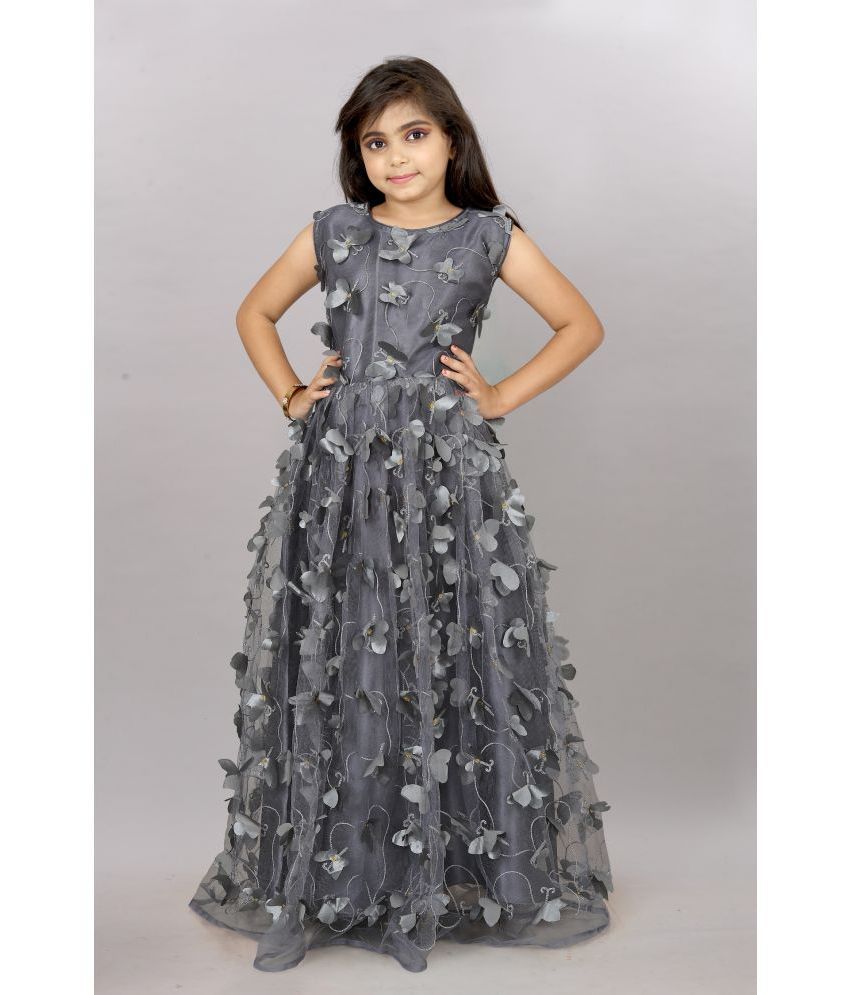     			A TO Z CART Gray Net Girls Gown ( Pack of 1 )