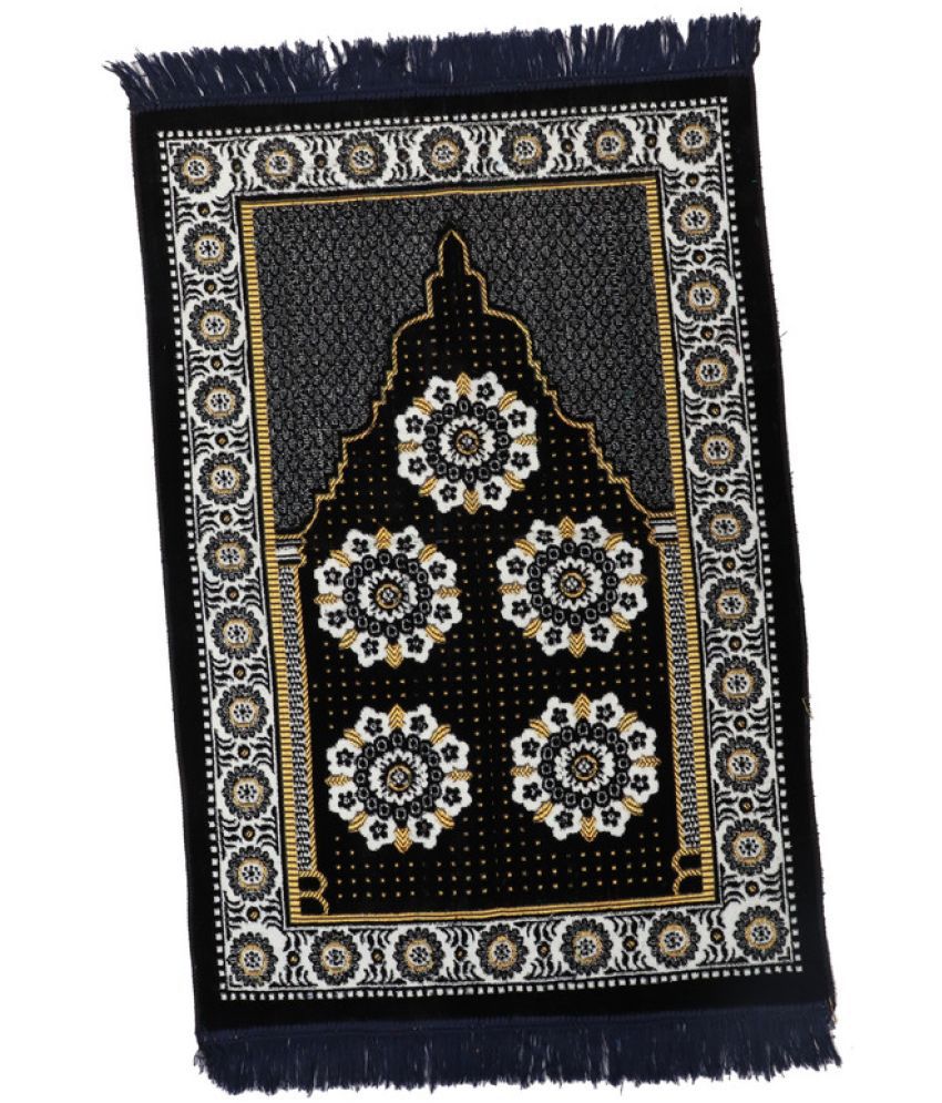     			ADIRNY Black Single Regular Velvet Prayer Mat ( 110 X 70 cm )
