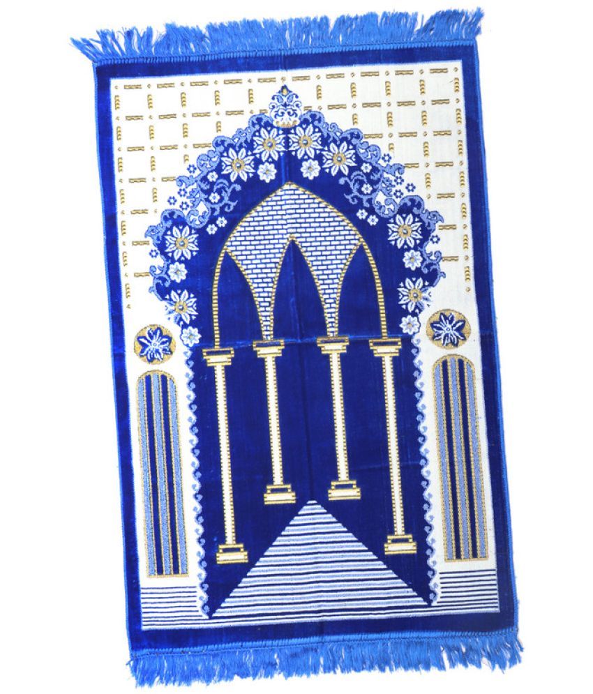     			ADIRNY Blue Single Regular Velvet Prayer Mat ( 110 X 70 cm )