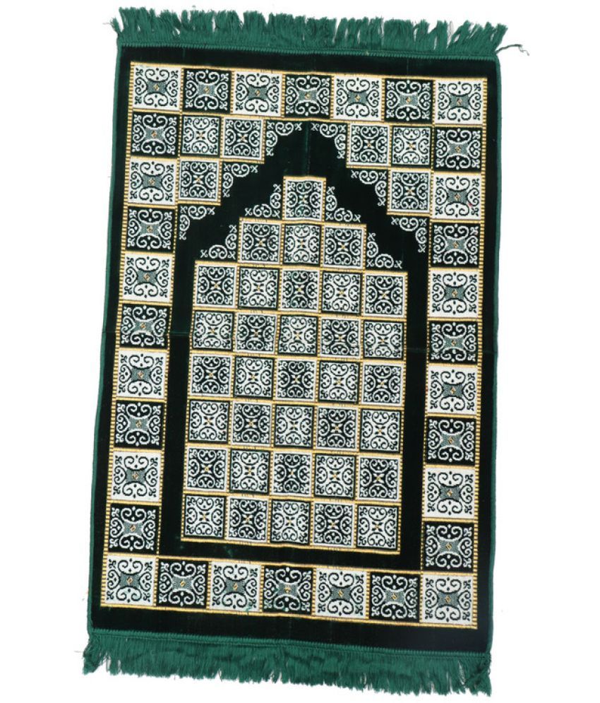     			ADIRNY Green Single Regular Velvet Prayer Mat ( 110 X 70 cm )