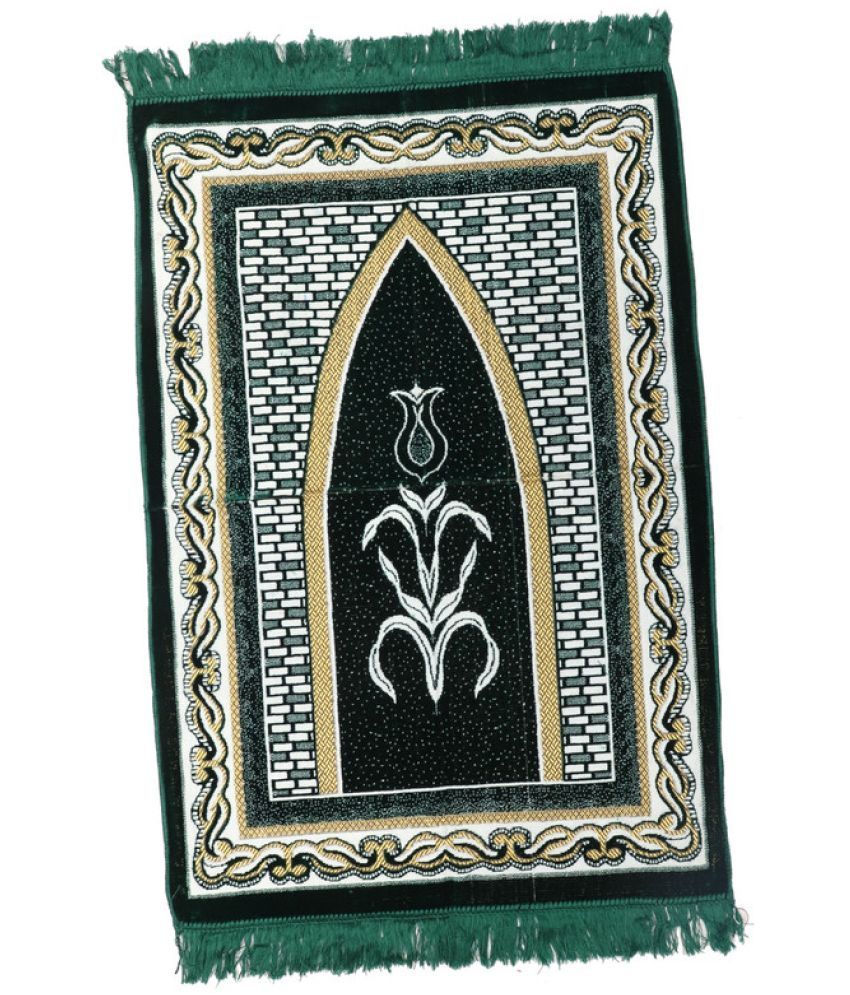     			ADIRNY Green Single Regular Velvet Prayer Mat ( 110 X 70 cm )