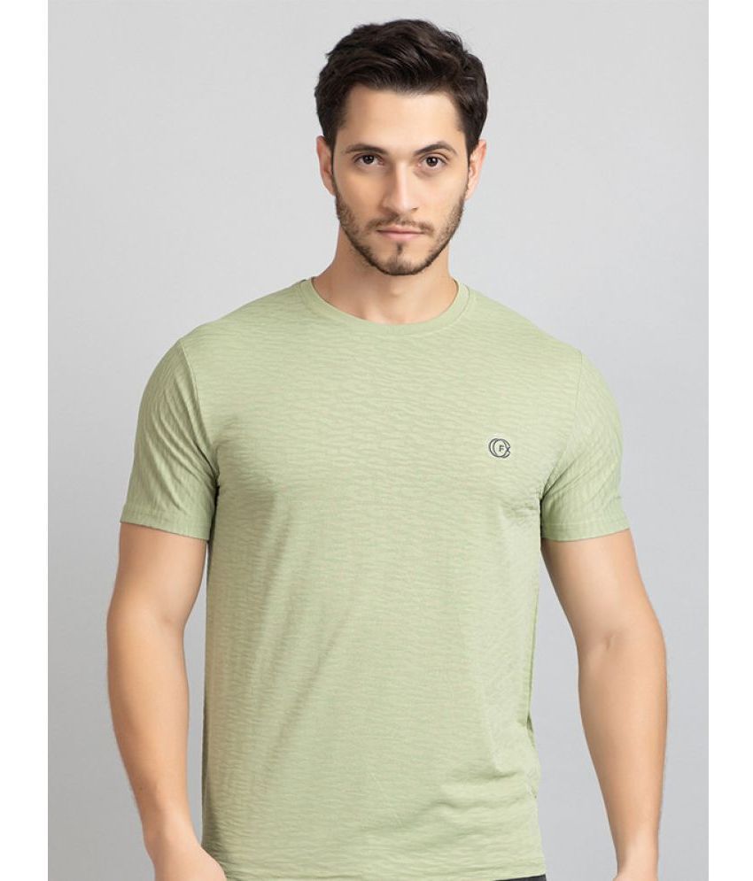     			FXSPORTS Polyester Regular Fit Self Design Half Sleeves Men's T-Shirt - Light Green ( Pack of 1 )