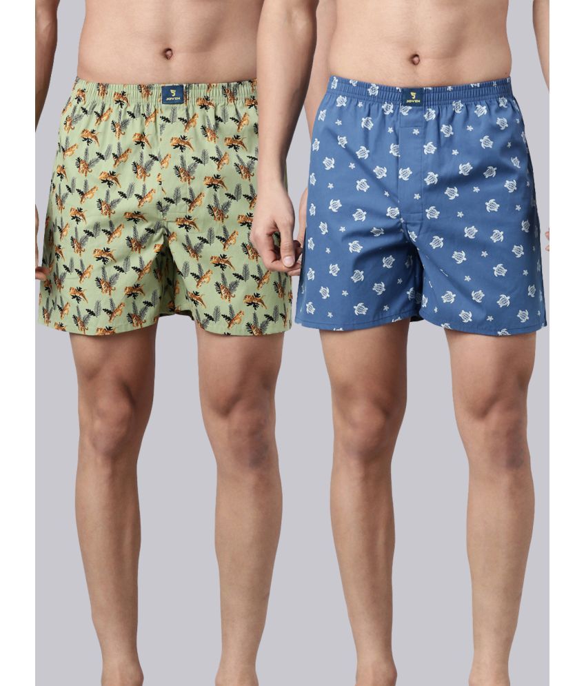     			Joven Blue Cotton Men's Boxer- ( Pack of 2 )