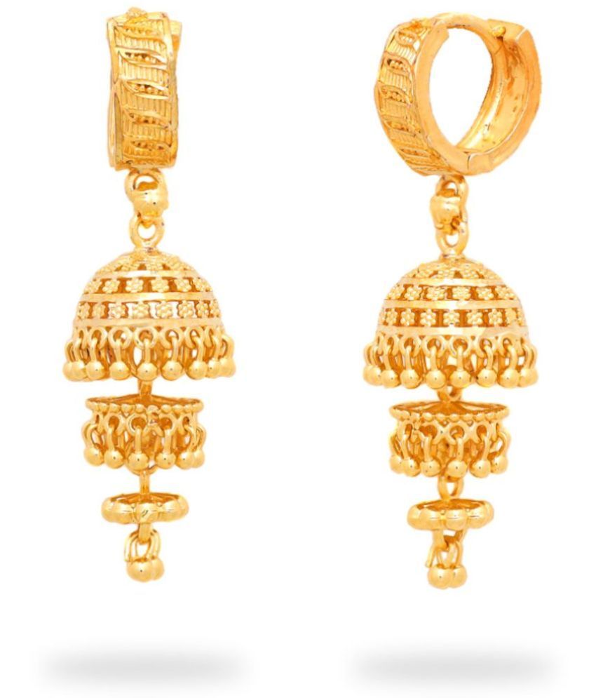     			LUV FASHION Golden Jhumki Earrings ( Pack of 1 )