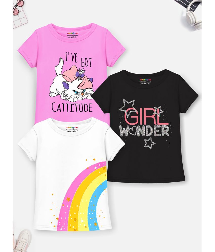     			Trampoline Multi Cotton Blend Girls T-Shirt ( Pack of 3 )