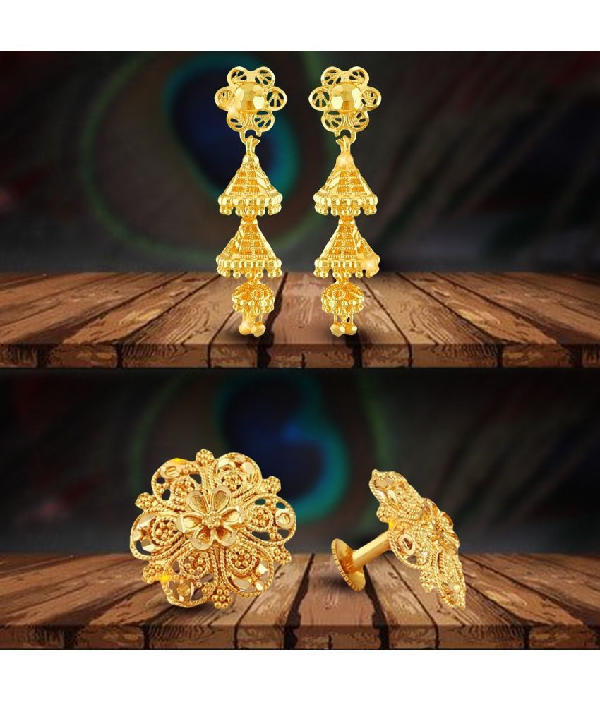     			VIVASTRI Golden Jhumki Earrings ( Pack of 2 )