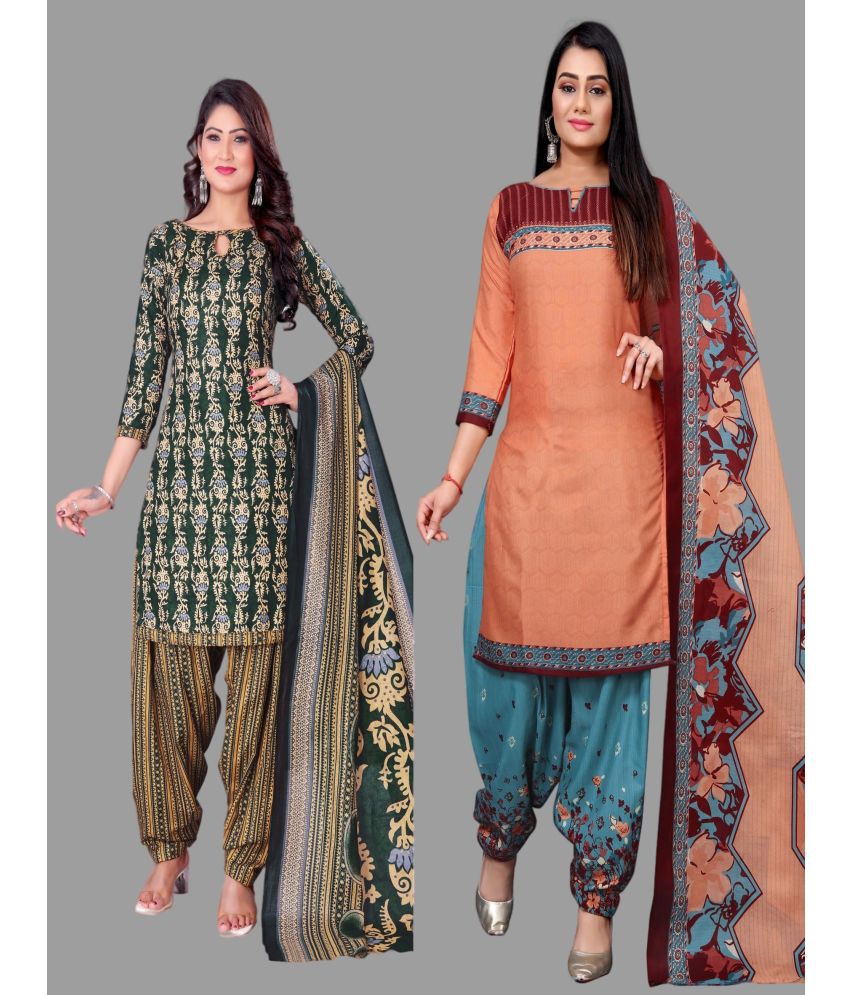     			WOW ETHNIC Unstitched Cotton Blend Printed Dress Material - Multicolor ( Pack of 2 )