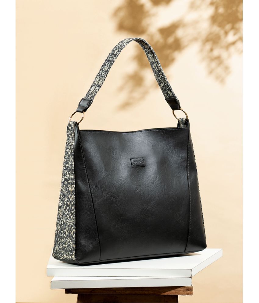     			Zouk Black Faux Leather Tote Bag