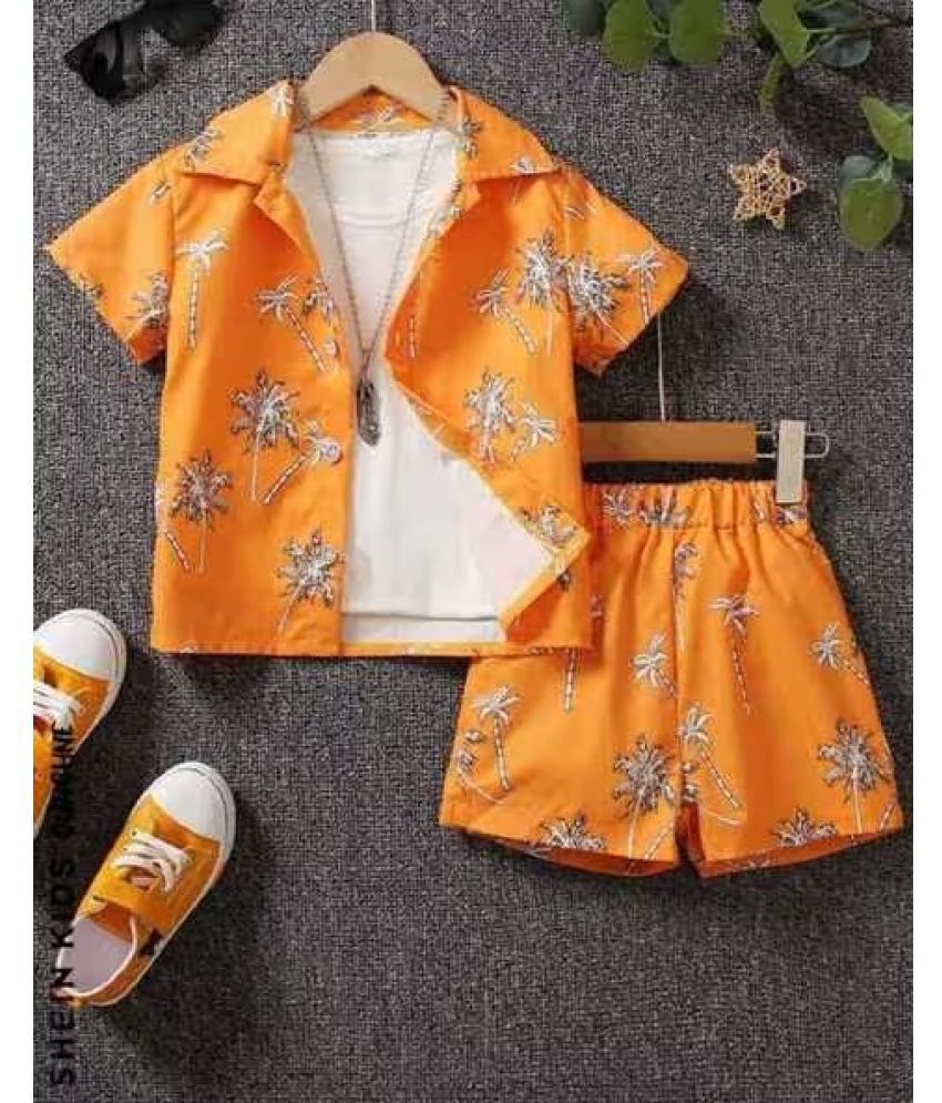     			akvanar Orange Cotton Boys Shirt & Shorts ( Pack of 1 )