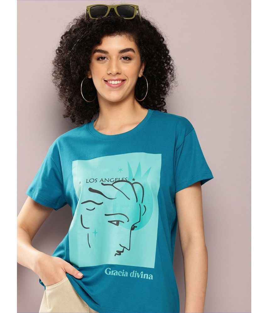     			Dillinger Blue Cotton Women's T-Shirt ( Pack of 1 )