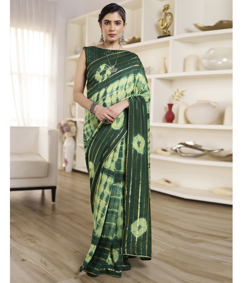     			Satrani Chanderi Self Design Saree With Blouse Piece - Green ( Pack of 1 )