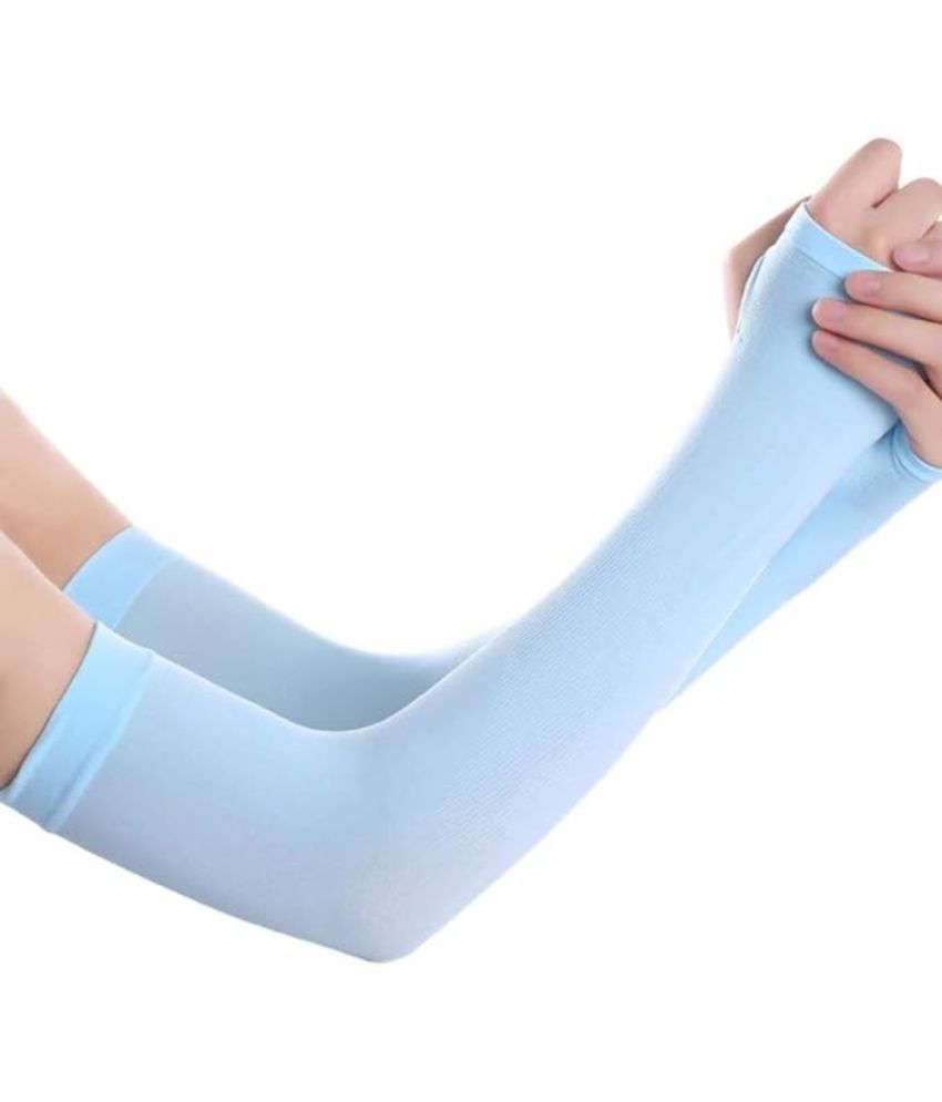     			ZAYSOO Blue Solid Riding Sleeves ( Single Set )