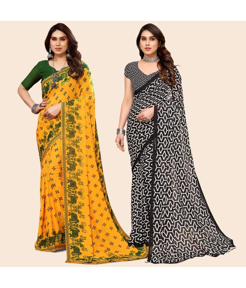     			ANAND SAREES Georgette Printed Saree With Blouse Piece - Multicolour ( Pack of 2 )