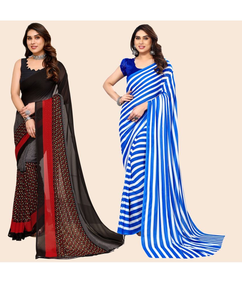     			ANAND SAREES Georgette Printed Saree With Blouse Piece - Multicolour ( Pack of 2 )