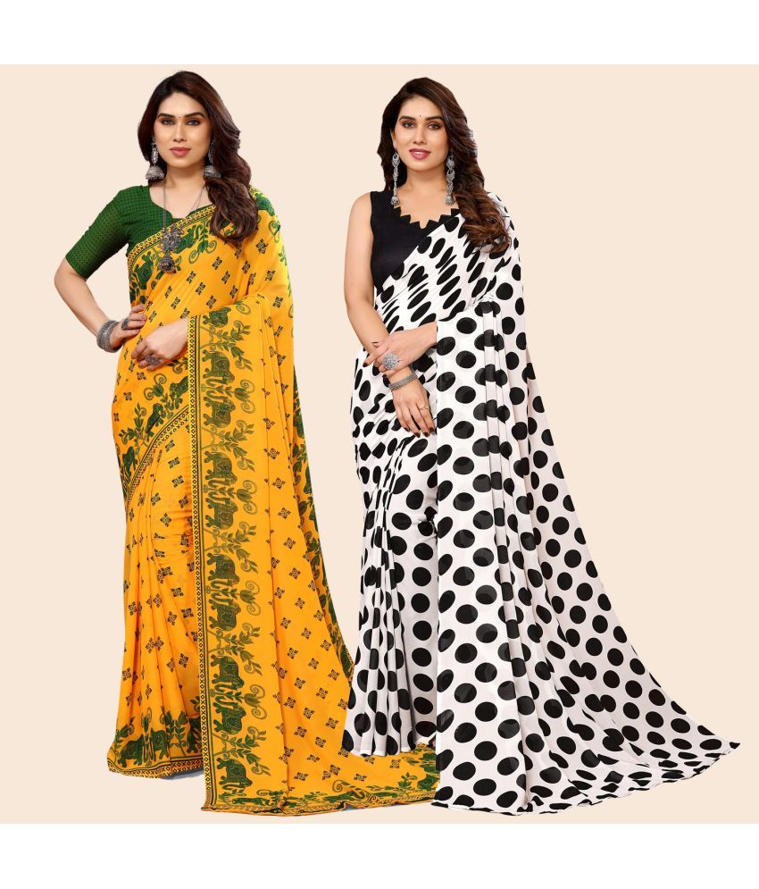     			ANAND SAREES Georgette Printed Saree With Blouse Piece - Multicolour ( Pack of 2 )