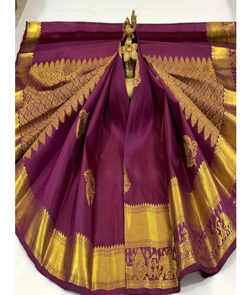     			Apnisha Banarasi Silk Embellished Saree With Blouse Piece - Wine ( Pack of 1 )