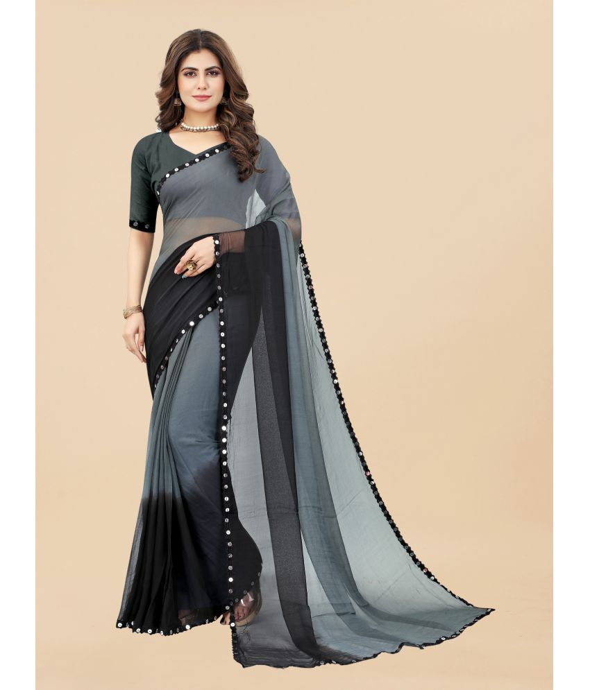     			Apnisha Banarasi Silk Embellished Saree With Blouse Piece - Grey ( Pack of 1 )