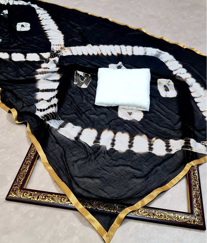     			Apnisha Cotton Silk Embellished Saree With Blouse Piece - Black ( Pack of 1 )