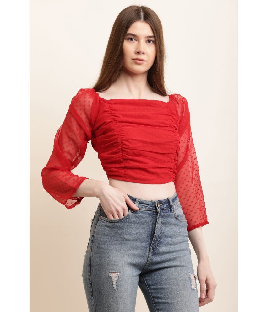     			JC4U Red Crepe Women's Crop Top ( Pack of 1 )