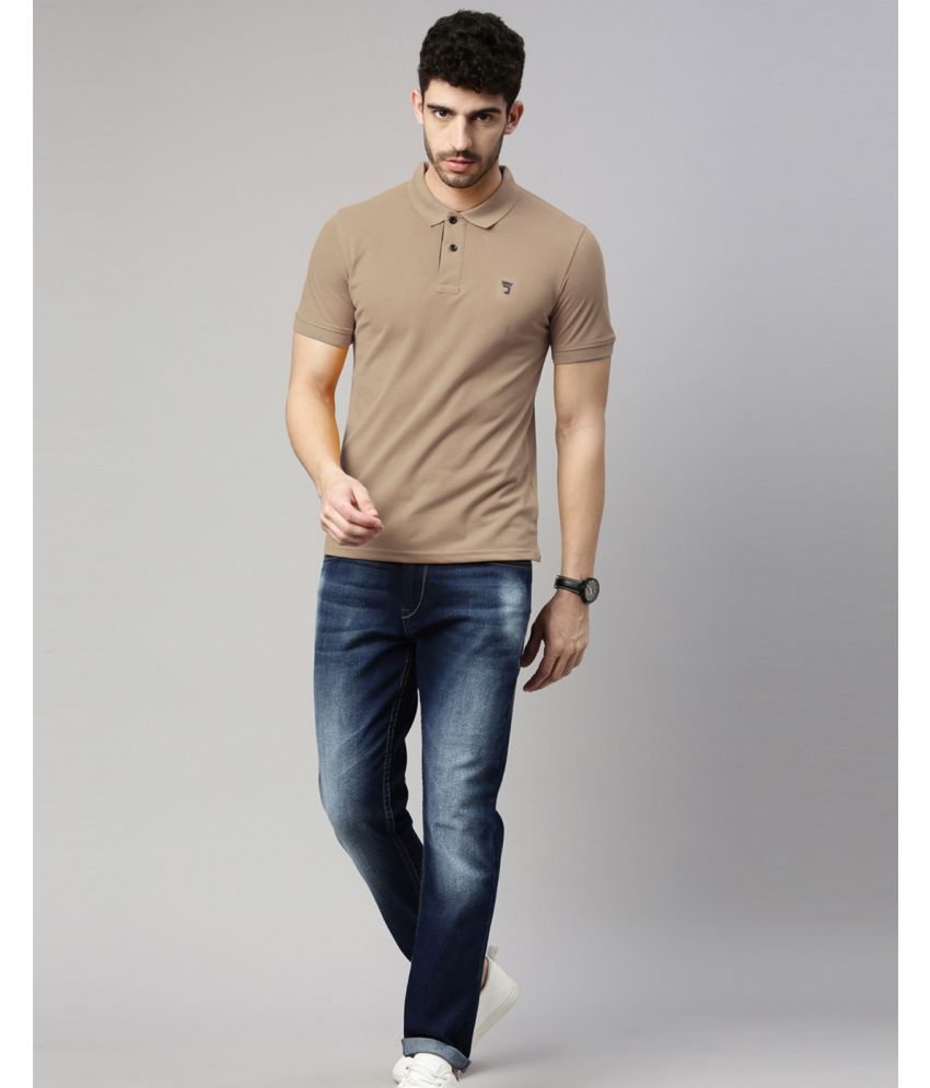     			Joven Pack of 1 Cotton Blend Regular Fit Solid Half Sleeves Men's Polo T Shirt ( Beige )