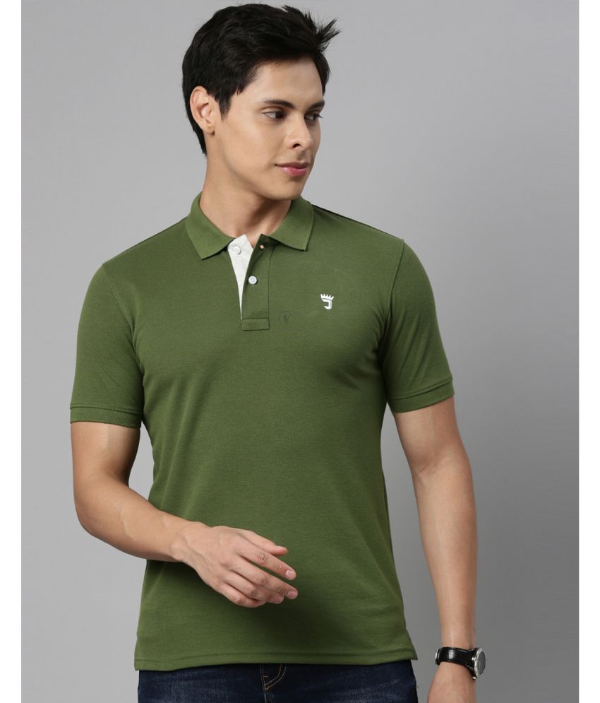     			Joven Pack of 1 Cotton Blend Regular Fit Solid Half Sleeves Men's Polo T Shirt ( Green )