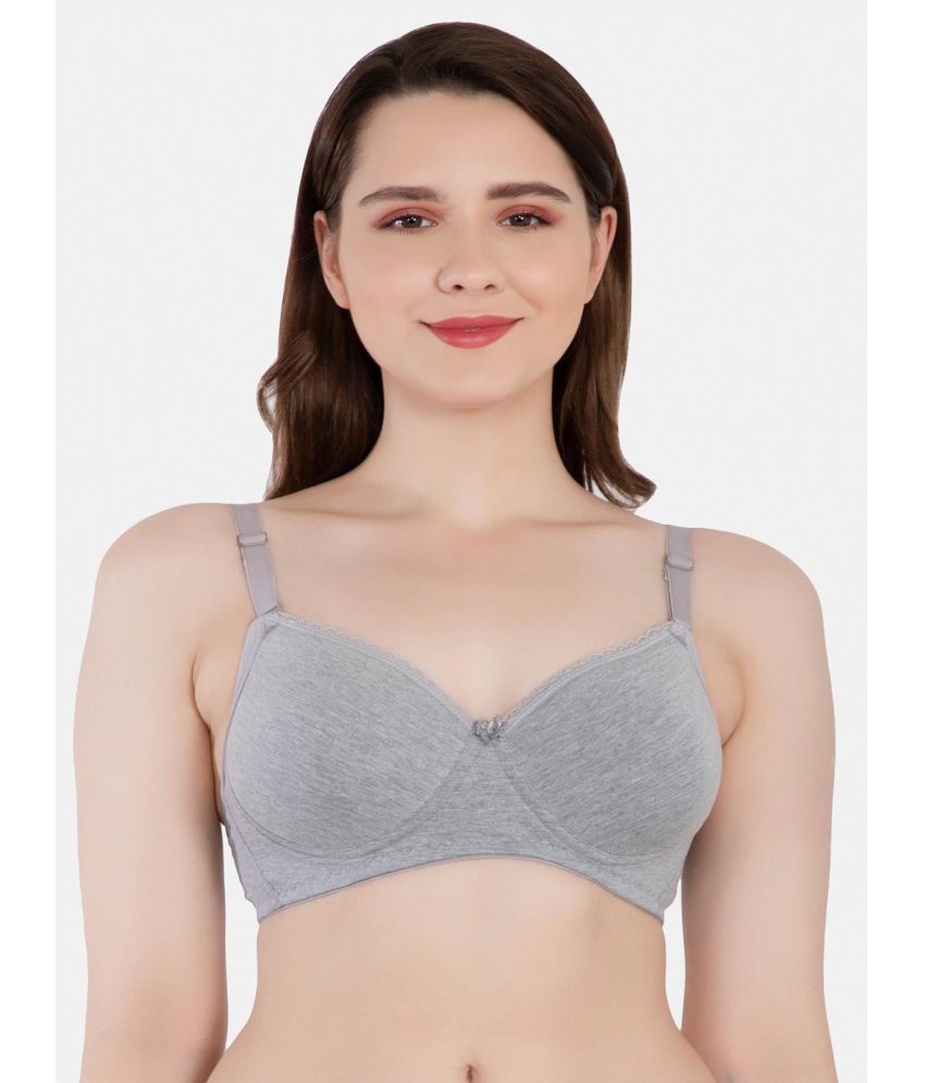     			LACYLUXE Cotton Blend Women's Plunge Bra ( Grey Melange )