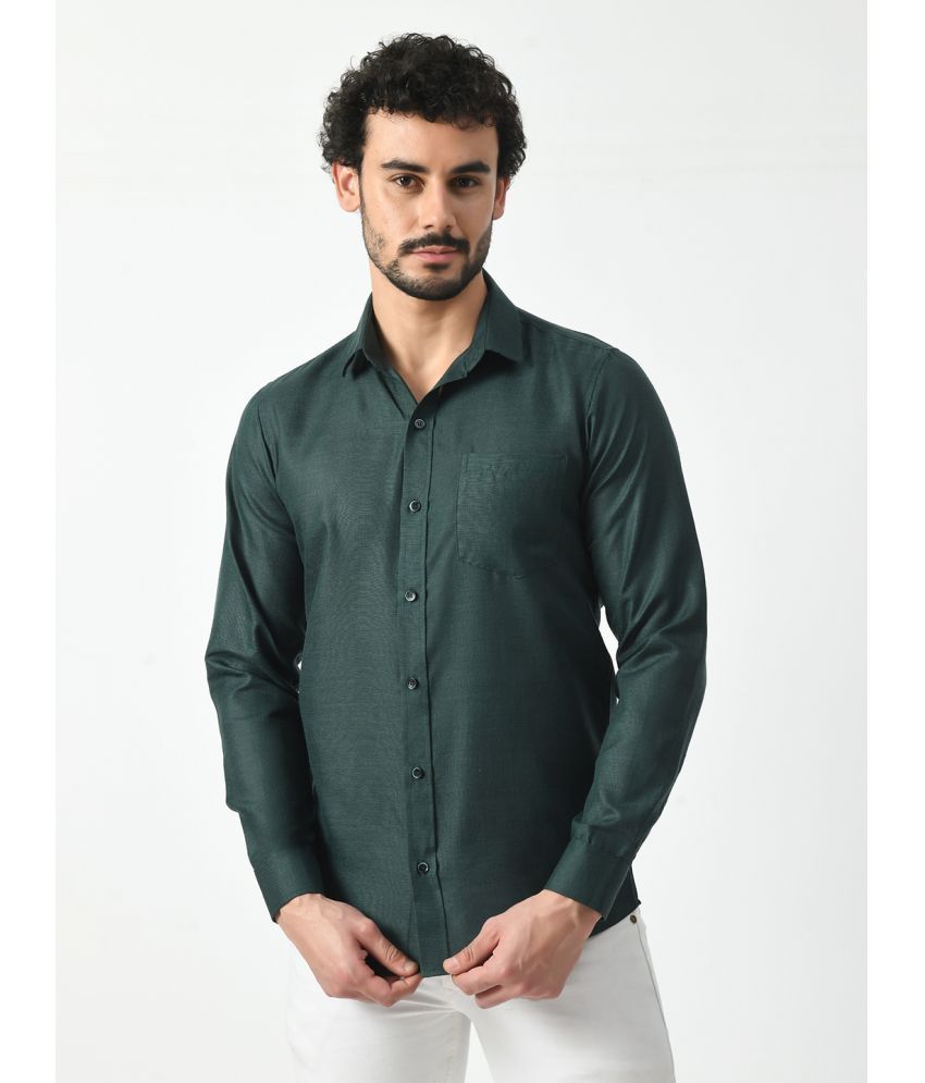     			PRINTCULTR Cotton Blend Regular Fit Solids Full Sleeves Men's Casual Shirt - Green ( Pack of 1 )