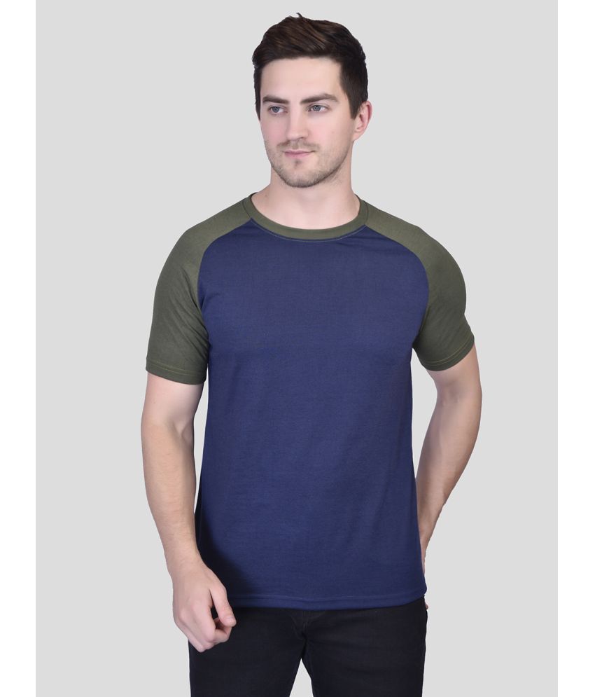     			PRINTCULTR Cotton Regular Fit Colorblock Half Sleeves Men's T-Shirt - Navy Blue ( Pack of 1 )