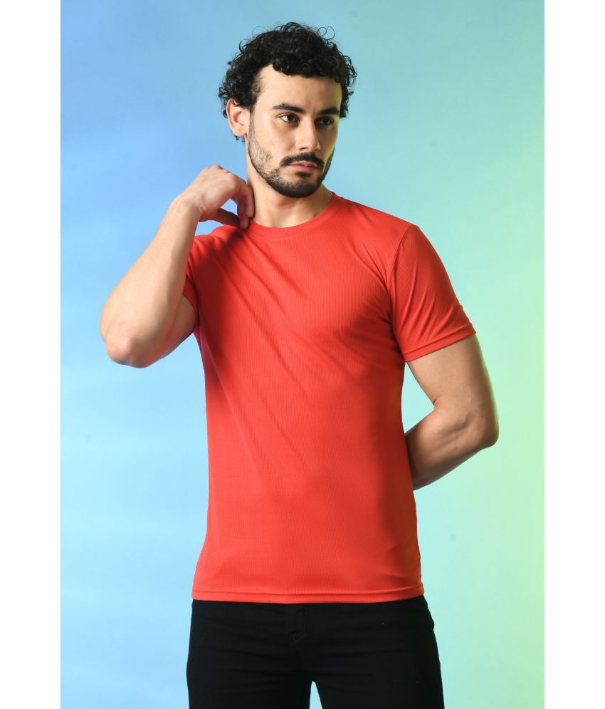     			PRINTCULTR Polyester Regular Fit Solid Half Sleeves Men's T-Shirt - Red ( Pack of 1 )
