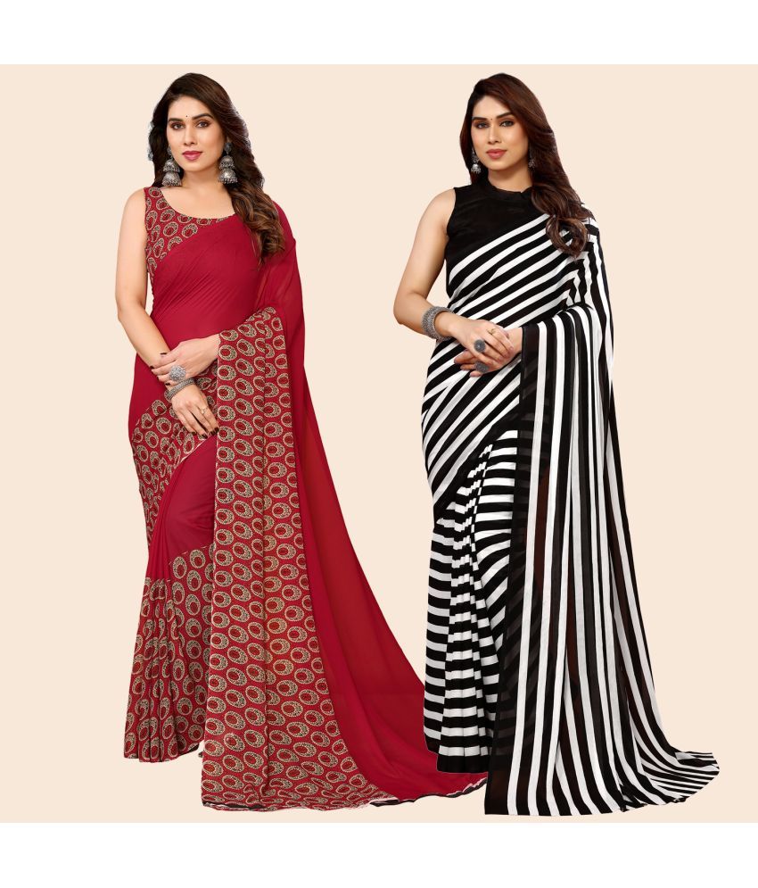     			ANAND SAREES Georgette Printed Saree With Blouse Piece - Multicolour ( Pack of 2 )