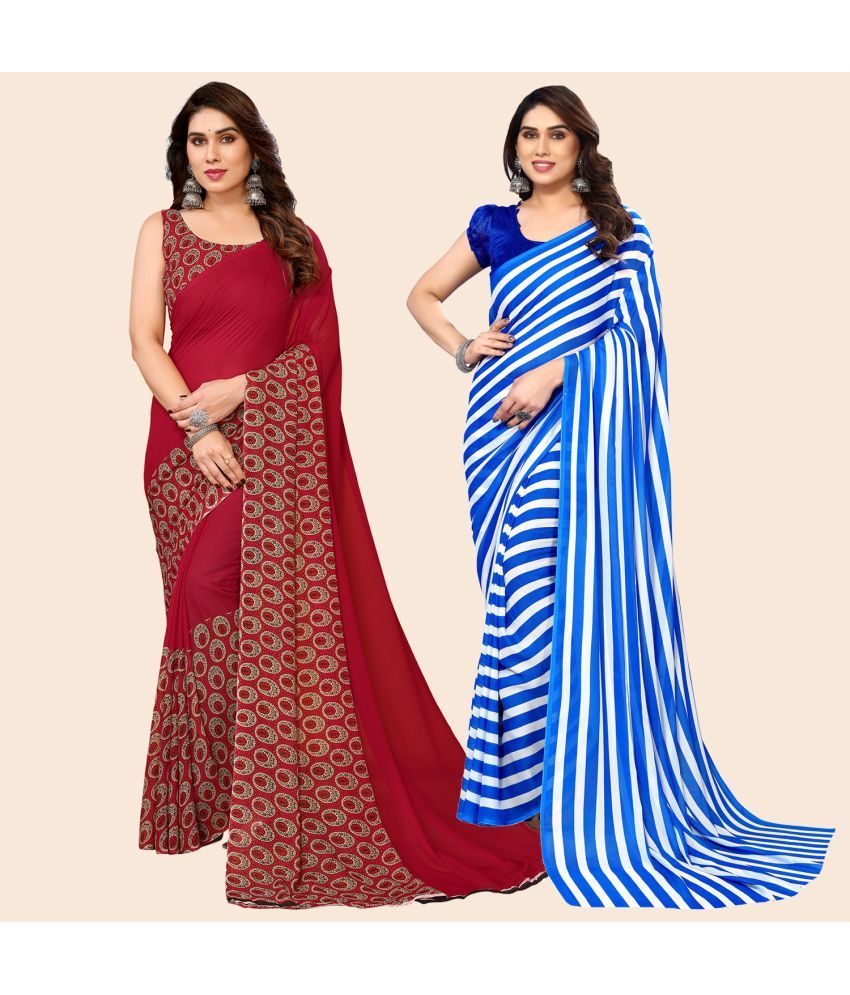     			ANAND SAREES Georgette Printed Saree With Blouse Piece - Multicolour ( Pack of 2 )