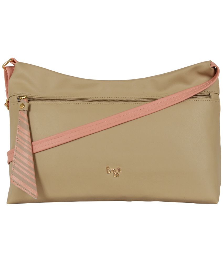     			Baggit Beige PU Hobo Bag