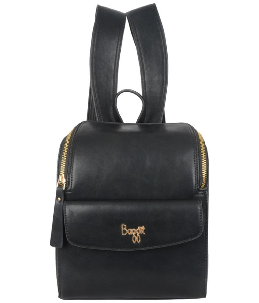     			Baggit Black PU Backpack