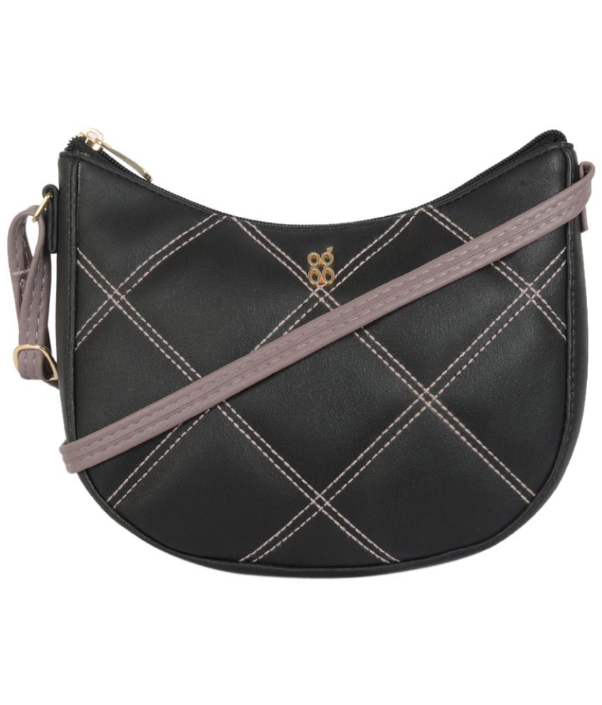     			Baggit Black PU Hobo Bag