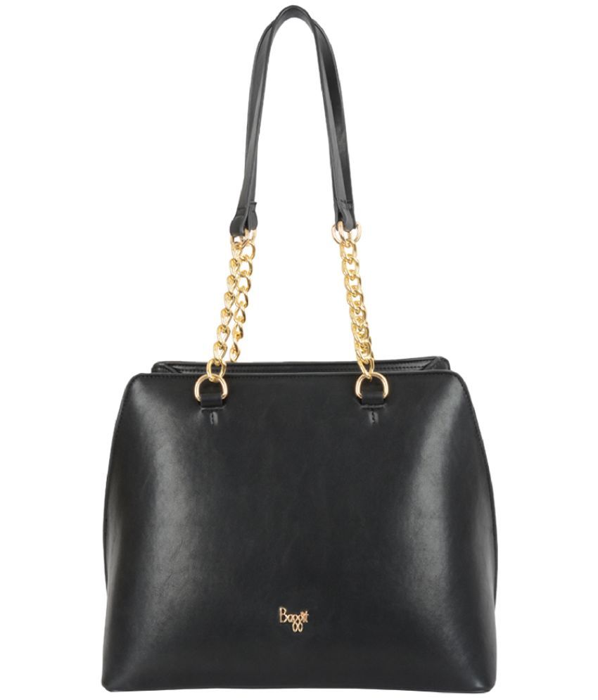     			Baggit Black PU Tote Bag