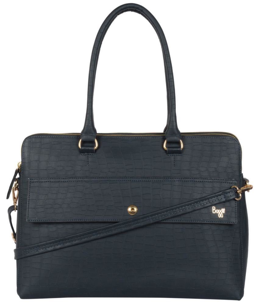     			Baggit Blue PU Tote Bag