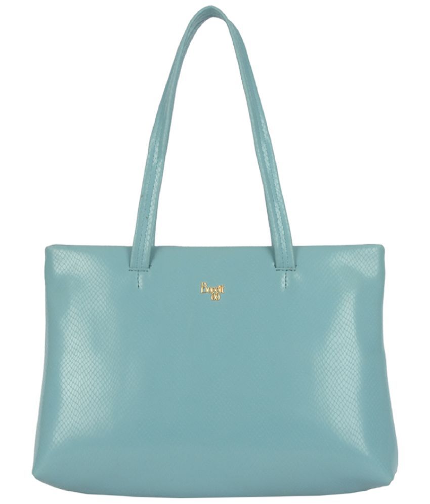     			Baggit Blue PU Tote Bag