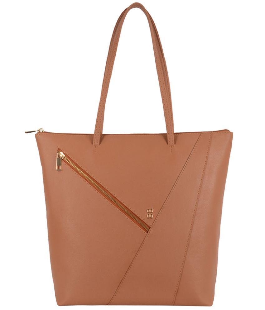     			Baggit Brown PU Tote Bag