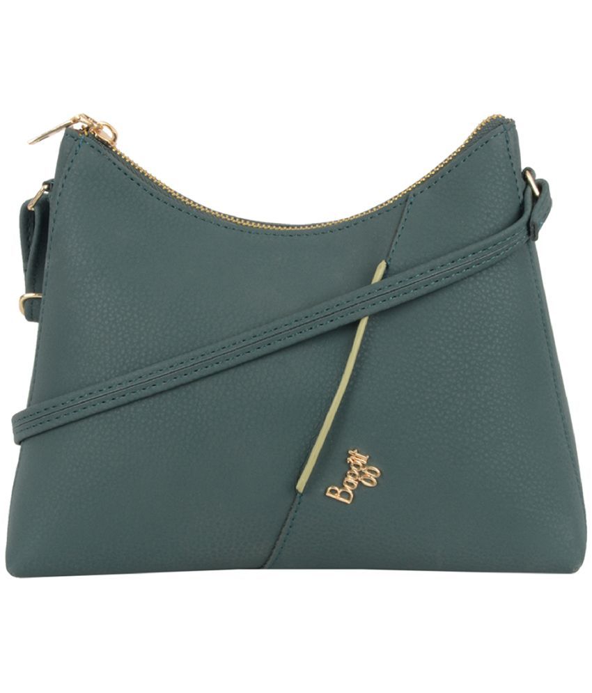     			Baggit Green PU Hobo Bag