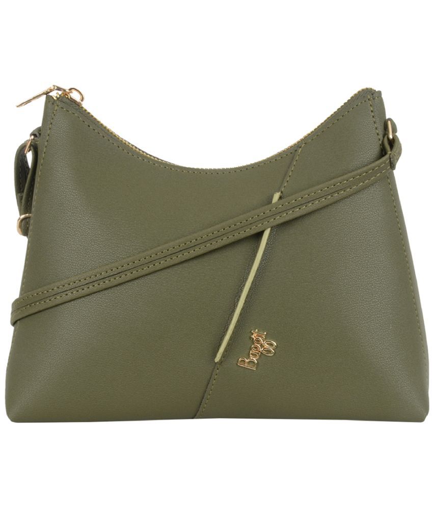     			Baggit Green PU Hobo Bag