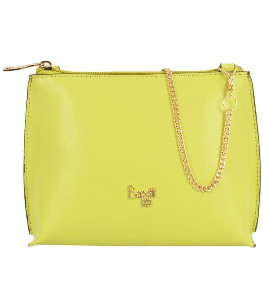     			Baggit Green PU Tote Bag