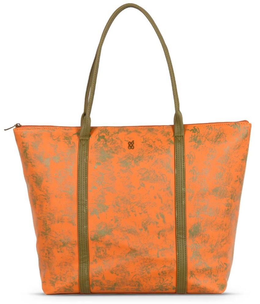     			Baggit Orange PU Tote Bag