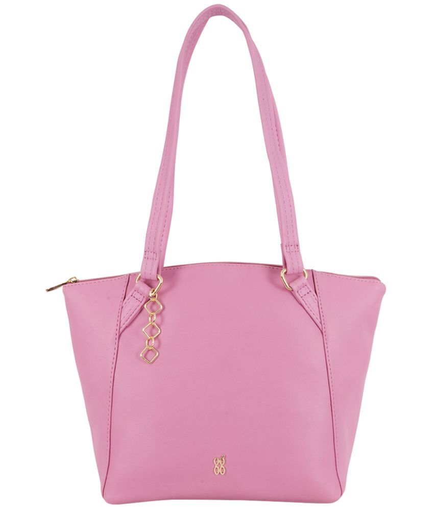     			Baggit Pink PU Tote Bag