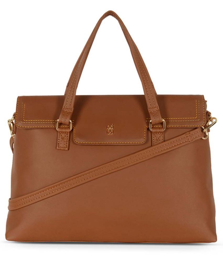     			Baggit Tan PU Satchel Bag