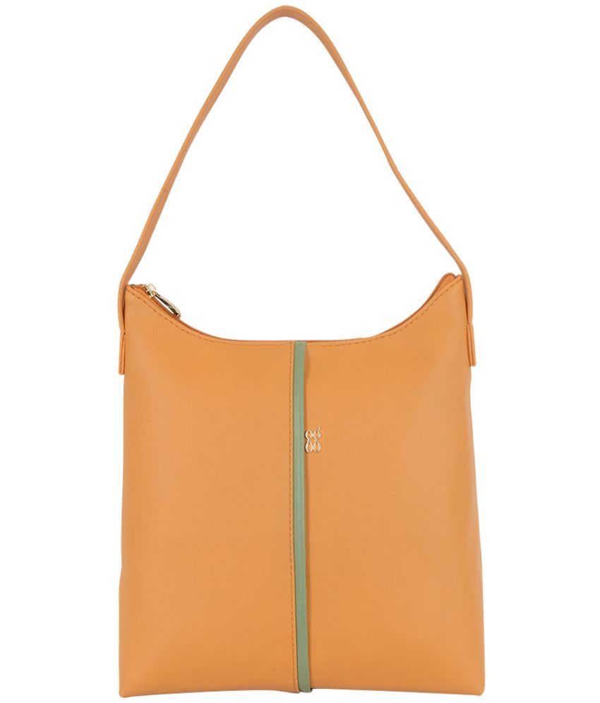     			Baggit Yellow PU Hobo Bag