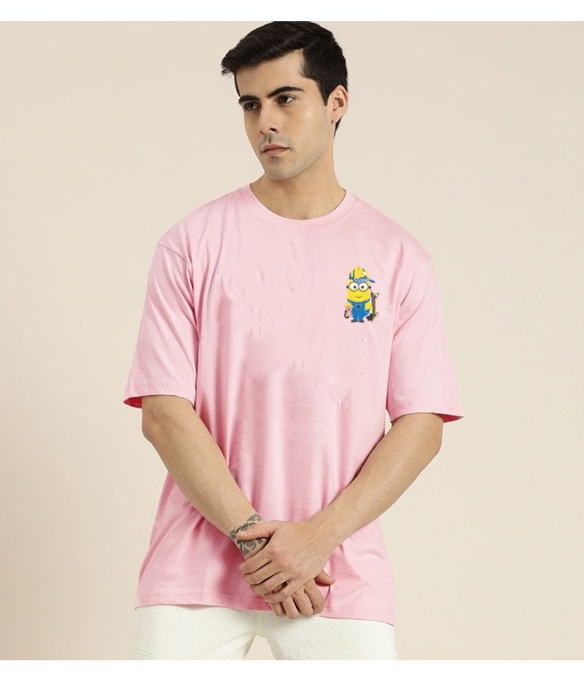     			PPTHEFASHIONHUB Cotton Blend Regular Fit Printed Half Sleeves Men's T-Shirt - Pink ( Pack of 1 )